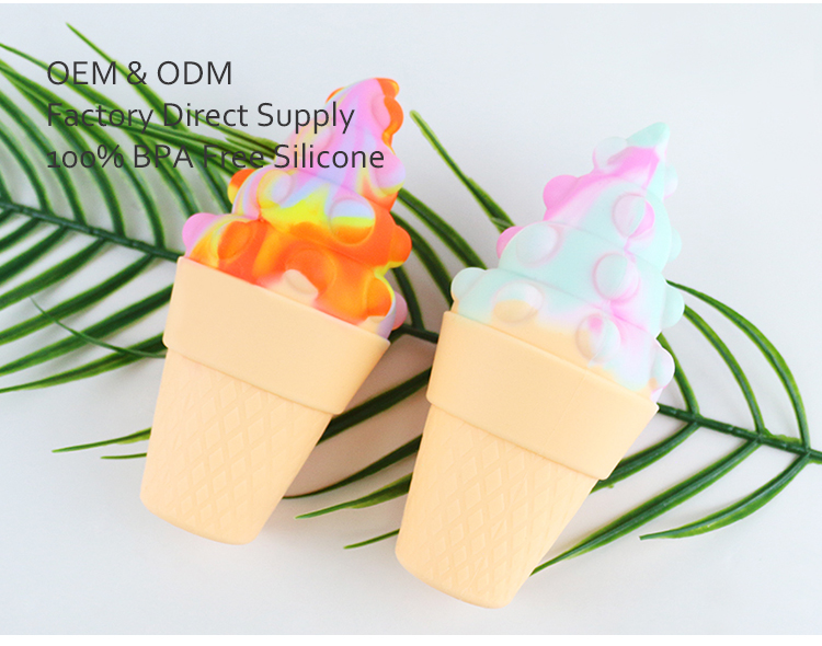 3D Colorful Silicone Ice Cream Teether For Baby Stress Relief Psychology