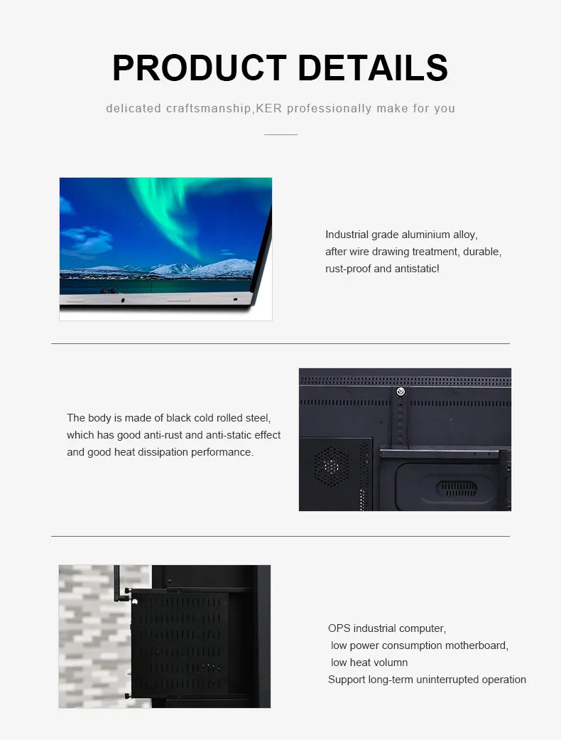 HD Display Electronic Interactive Whiteboard Smart Board Multifunction Self Service Terminal