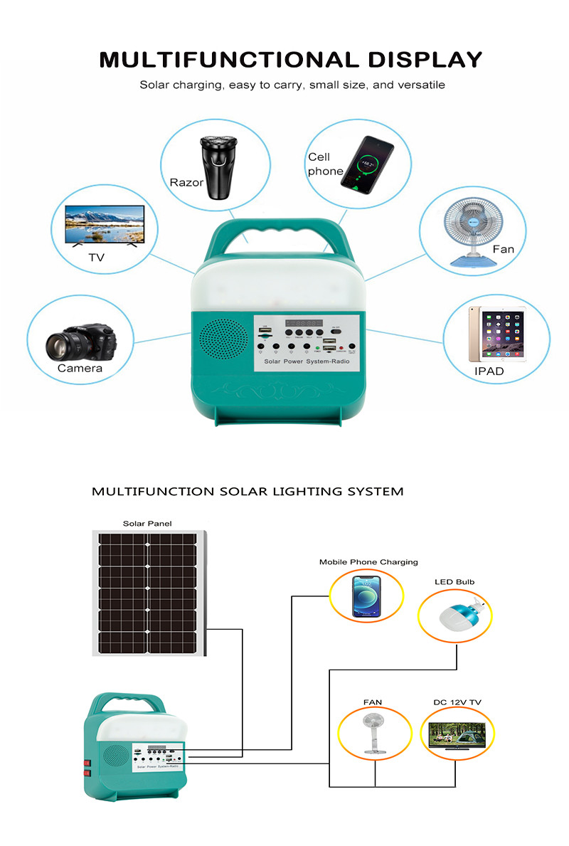 Off Grid Solar Energy Power Lighting Kit System Rechargeable Mini DC Portable
