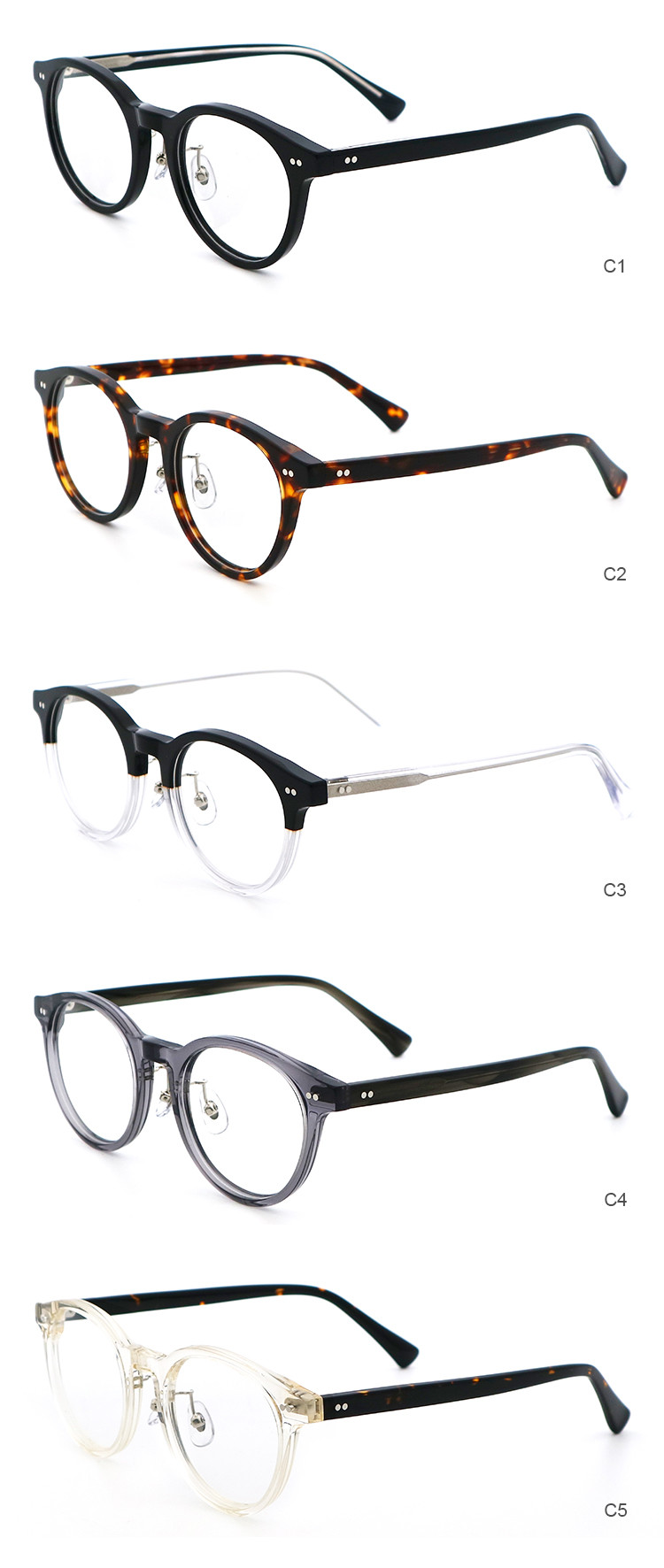 Multicolored Classic Elliptic Acetate Optical Frame Glasses MR 98615