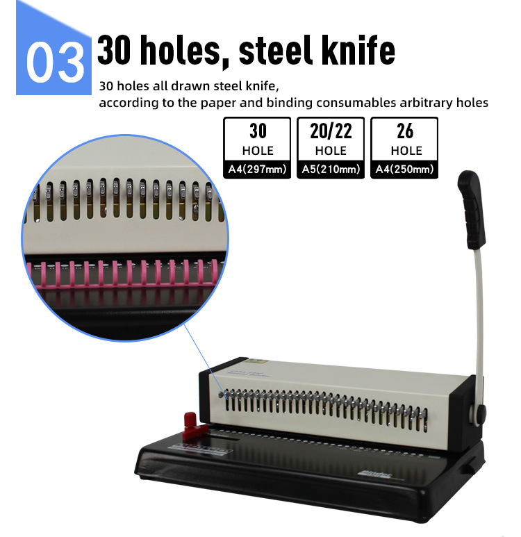 20/26/30 Hole Punching Machine for Loose Leaf Notebook 18 Page Capacity 5.5KG Weight