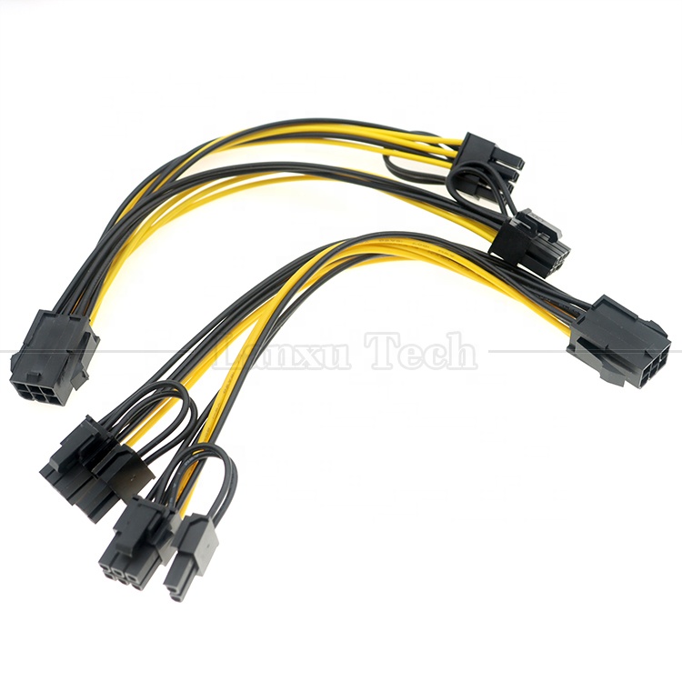 18AWG Pure Cooper Splitter 6 PIN Female to Dual 8 PIN 6+2 Male PCI Express PCIe Cable for GPU Graphics Cards