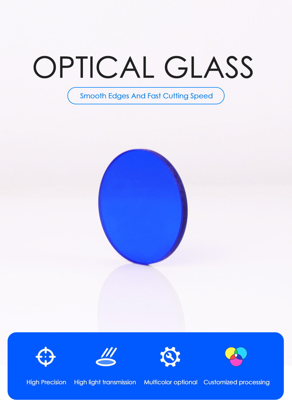 Factory Custom Blue Optical Filter Glass QB29 BG25 B-380 For Fire Watch Glass Cyanine optical glass