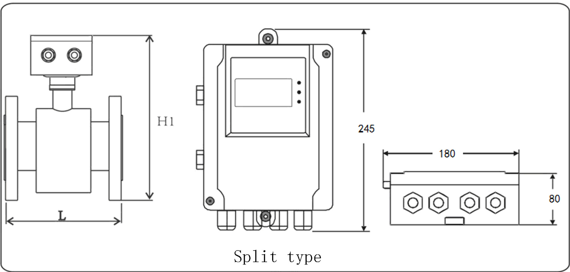 316L Electrode Thermal Mass Flow Meter , Flange Port 3-20mm Magnetic Flow Meter