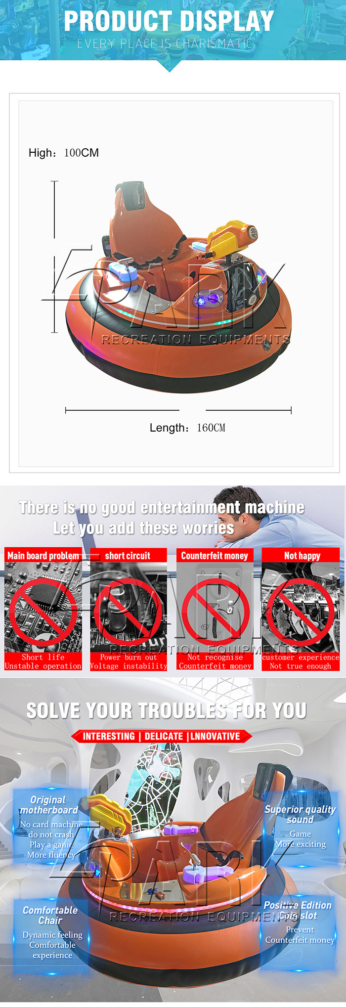 Air Spring UFO Music Shooting Kids Bumper Car Working Time 8 - 10 Hours