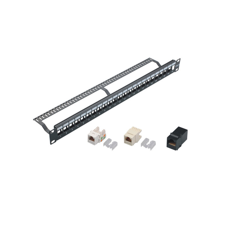 1U 2U Cable Management Ethernet Patch Panel Krone IDC Termination Black Metal Panel