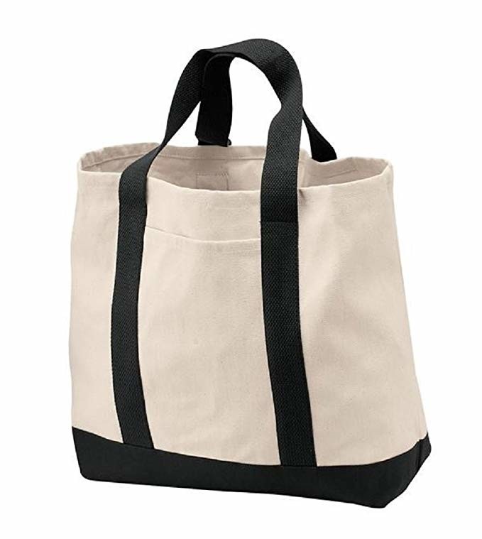 Stylish Two Tone Custom Printed Tote Bags For School Shopping Reusable