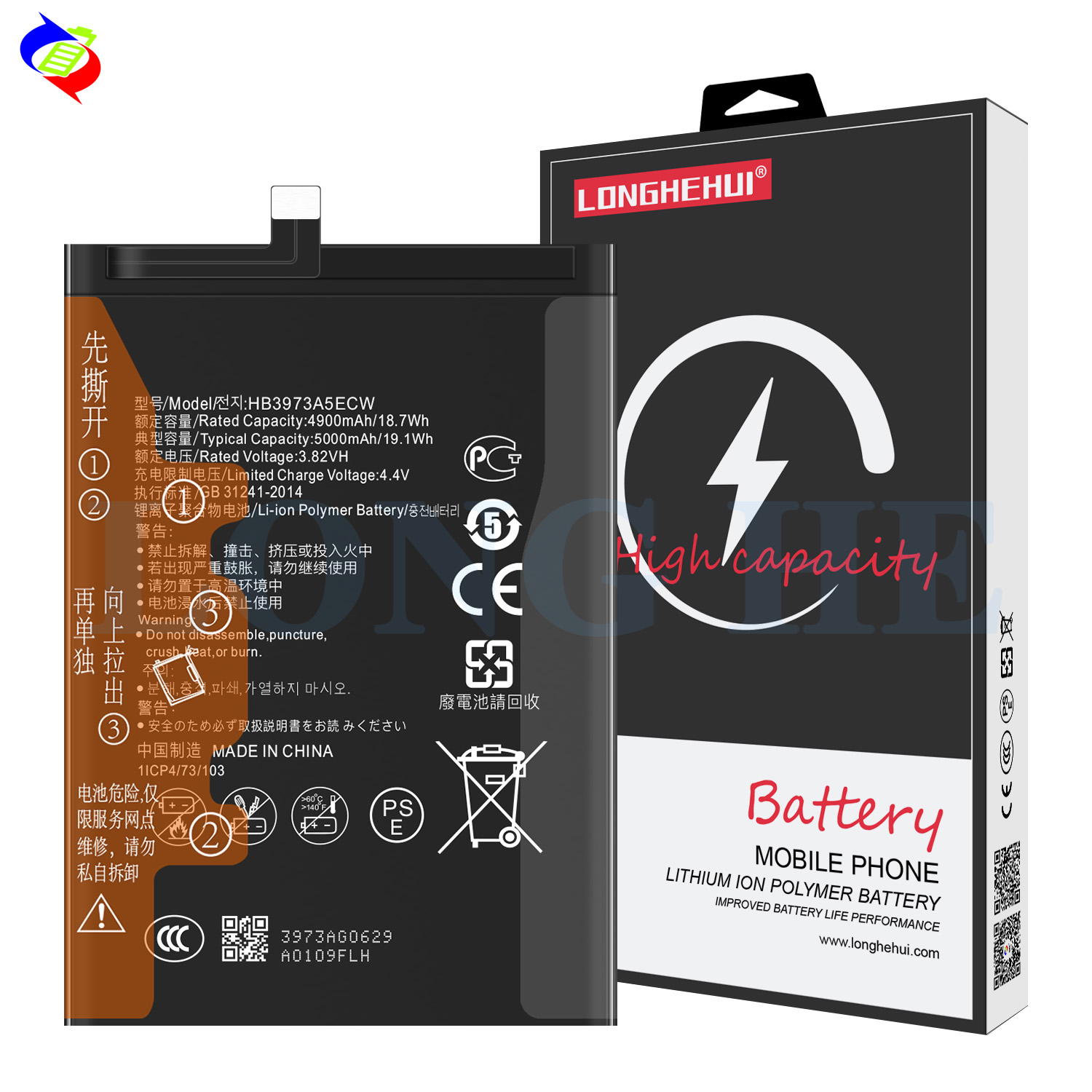 Compatible For HUAWEI HB3973A5ECW Original Capacity Mobile Phone Battery for Mate20X