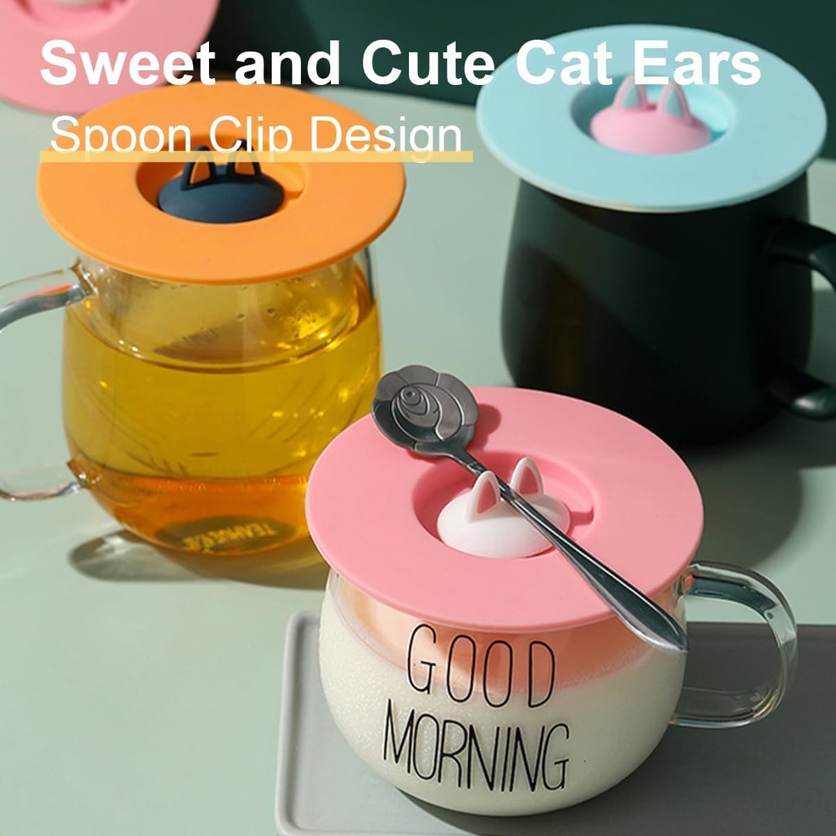 Silicone Cup Lids Mug Covers Reusable Coffee Tea Water Cup Lids Anti-Dust Cute Cartoon Design For Glass Cup Coffee Cup