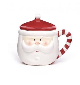 China Christmas 3d Mug Santa Shaped Ceramic Santa Coffee Christmas Gift Hand Painting Santa Claus Mug Porcelain Mugs on sale