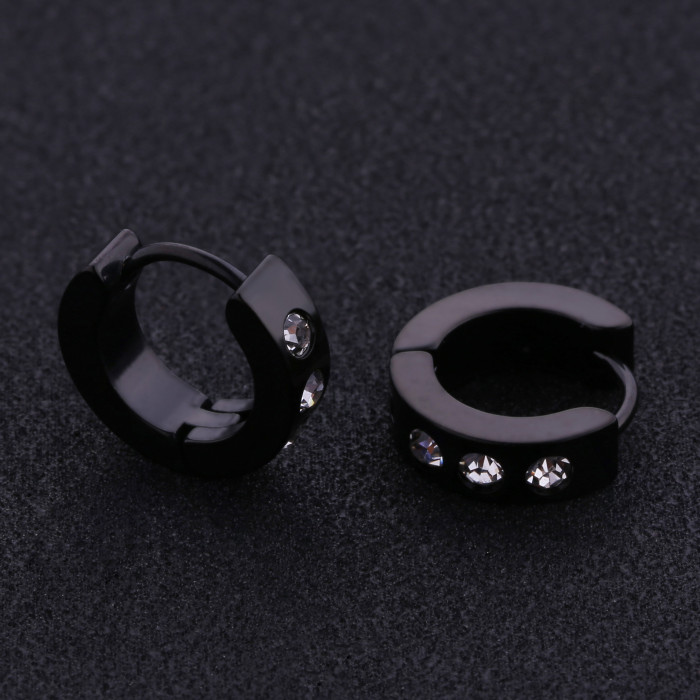 Custom CZ Earring Jewelry Hopp Earrings Black Plated Studs Circle Clip on Earrings