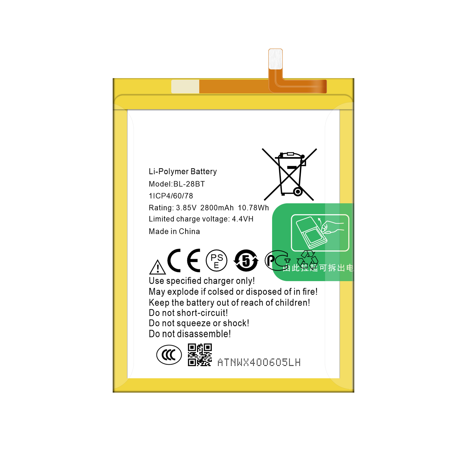 2800mAh BL-28BT WX4 Pro Mobile Phone Battery for Tecno WX4 Battery OEM