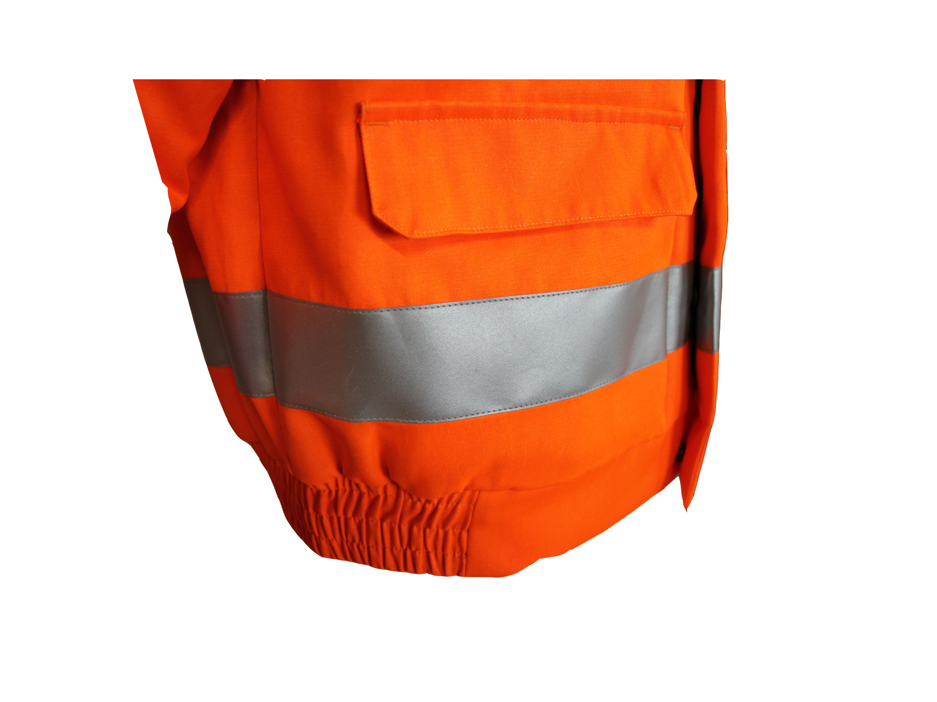 CVC 55% Cotton 45% Polyester 245 GSM Orange Reflective Jacket Three Flap Pockets