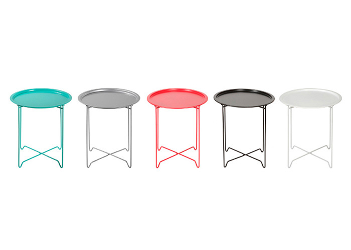 Round Steel Plate Rattan Garden Table Indoor Outdoor 40x48cm
