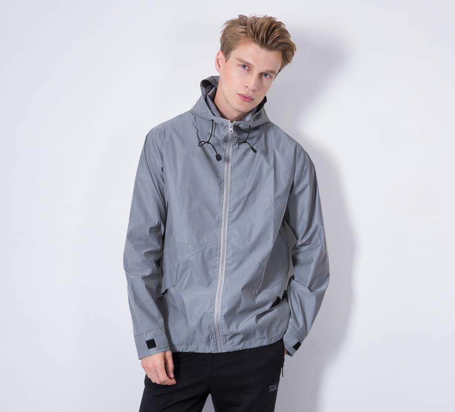 Mid Length Waterproof Mens Reflective Jacket With Hood Long Fishtail Style