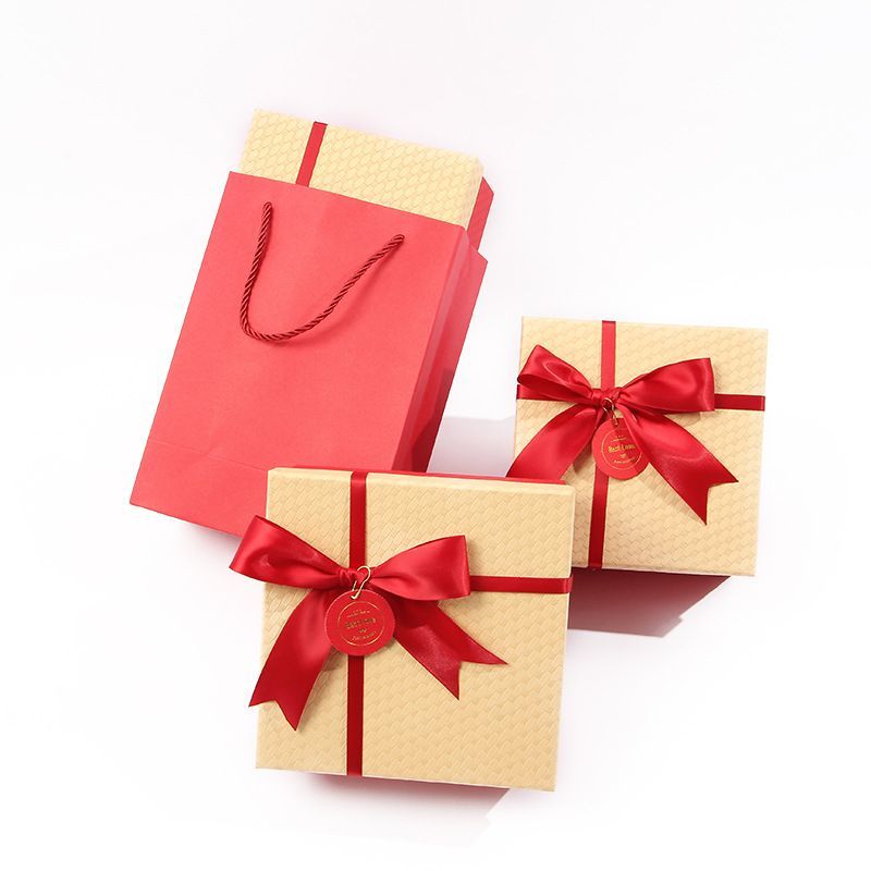 Ribbon Bow Tie Lid and Base Carton Box, Luxury Gift Paper Packaging Boxes