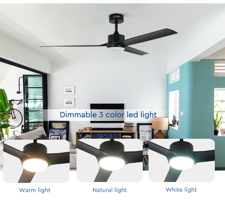 Home Office 60" LED Ceiling Fan with Remote and 3 Black Plastic Blades 4000K CCT