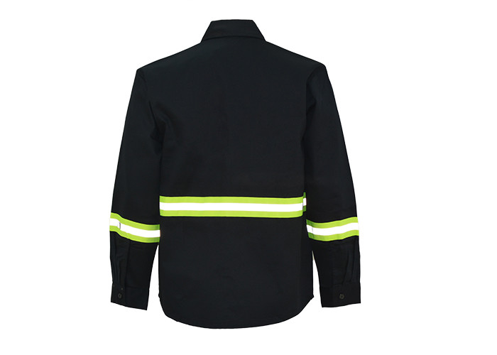 Pure Cotton Twill Navy Safety Work Clothes For Men With Two Chest Pockets