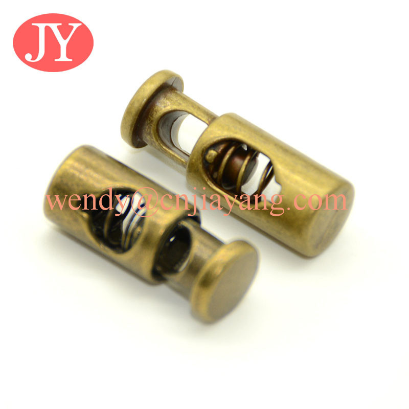 jiayang Wholesale antique brass metal draw cord end lock stopper