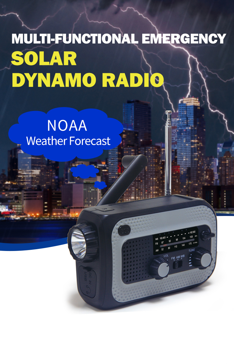 SOS Emergency Waterproof Hand Crank Radio With 4000hMA Removable Battery
