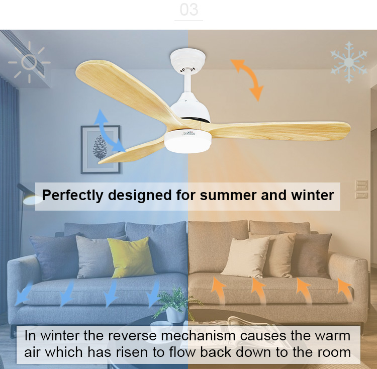 Switch Remote Control 52 Inch LED Ceiling Fan with 3 Solid Blades and LED Lights