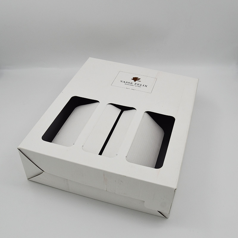 Cardboard Red White Wine Bottle Gift Box Whisky Gin Handle For 2 Bottle