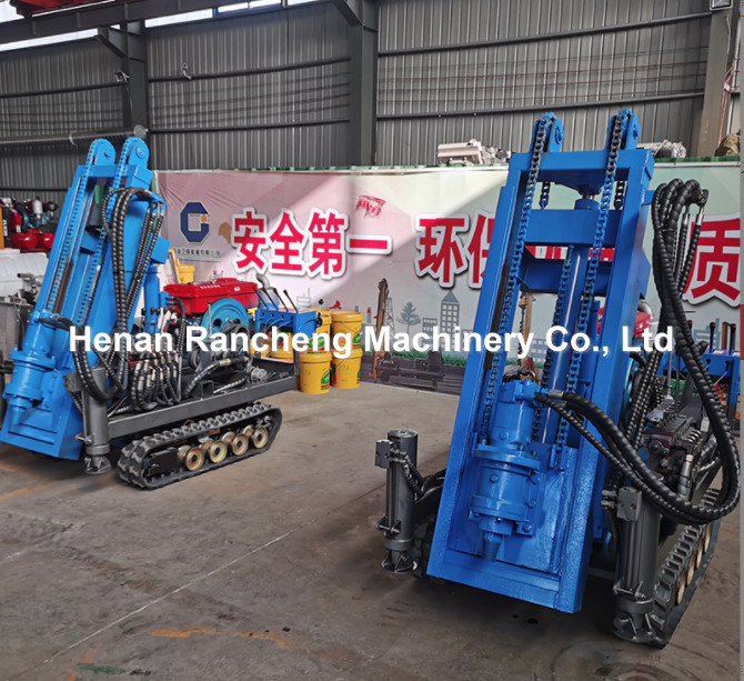 Small Rubber Crawler Solar Pile Driver Single Pump 1m - 30m Borehole Depth