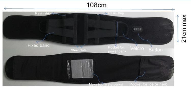 5V Heating Waist Belt Far Infrared Electric Waist Heating Pad CE RoHS