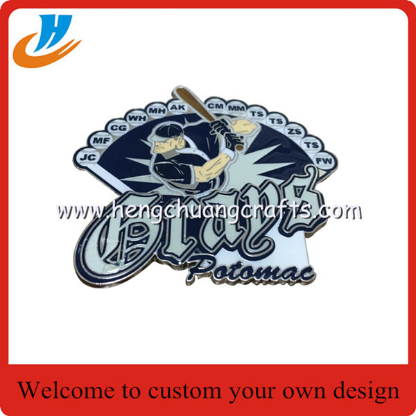 Custom design baseball badge soft enamle with epoxy baseball lapel pin