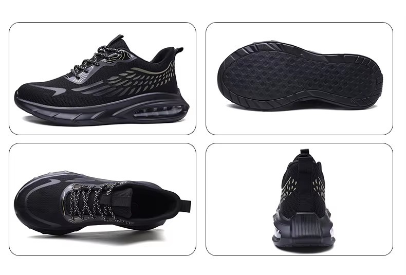 Industrial Work Flyknit Safety Shoes With Air-cushioned Sole And Kevlar Midsole