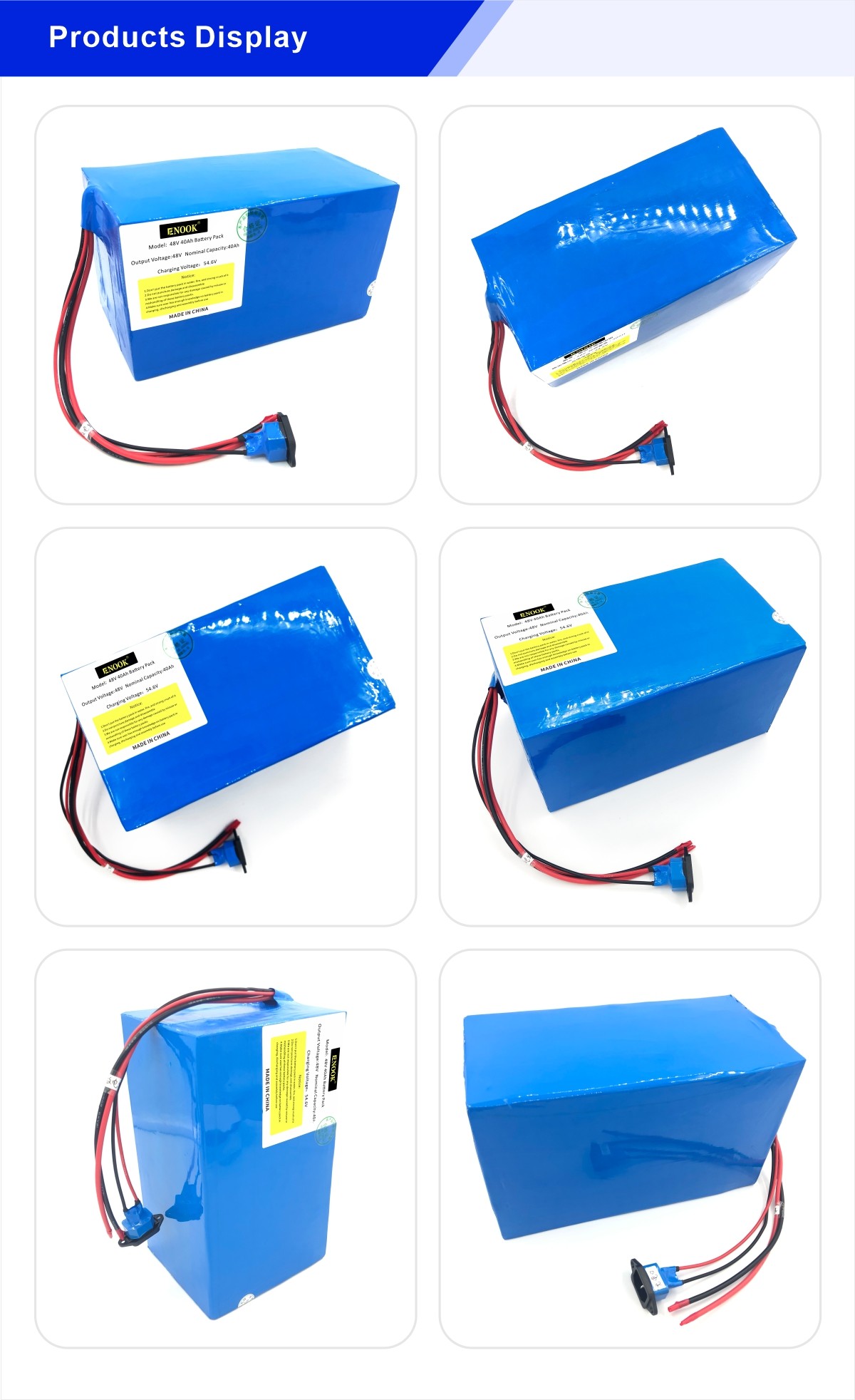 48V 60V 72V 40Ah Lithium Polymer Battery Pack For Electric Bicycles Scooters
