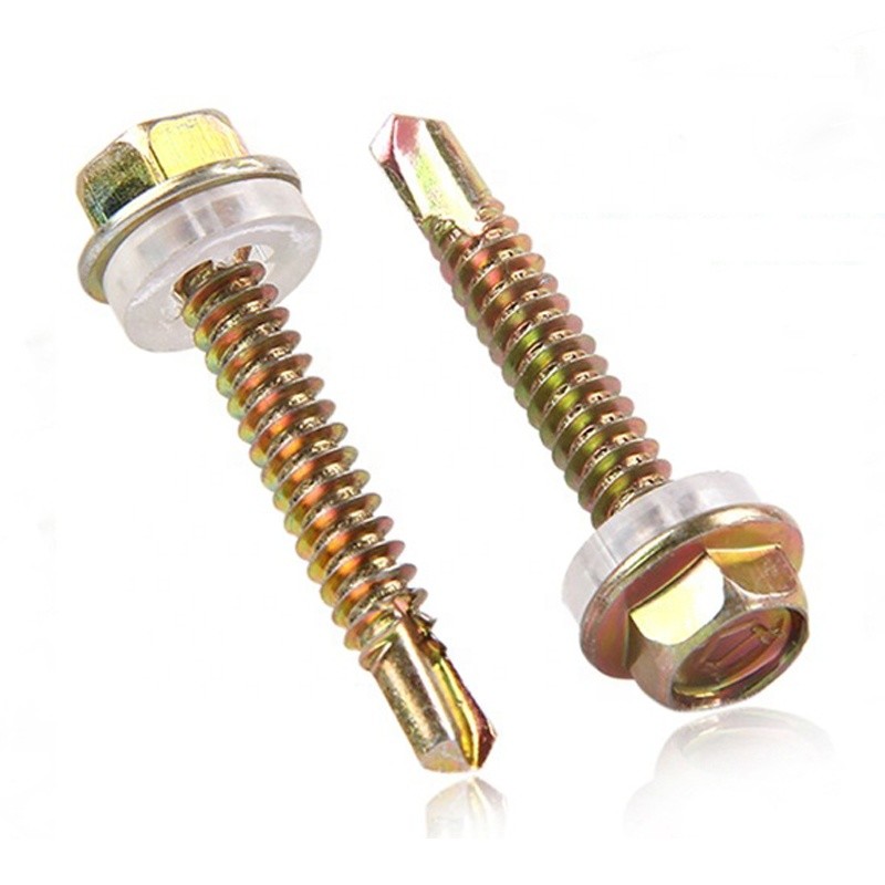Hex Head Self Drilling Screws With Rubber Washer Metal Stainless Steel Tek Screws For Roof Galvanised