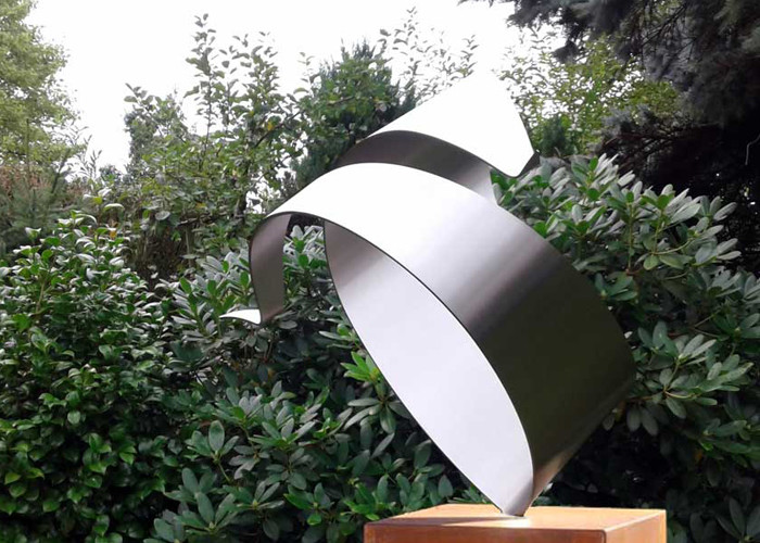 Simple Design Stainless Steel Outdoor Sculpture , Brushed Modern Metal Outdoor Sculptures