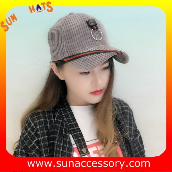 QF17046 Sun Accessory customized corduroy baseball cap, embroidered logo on the cap