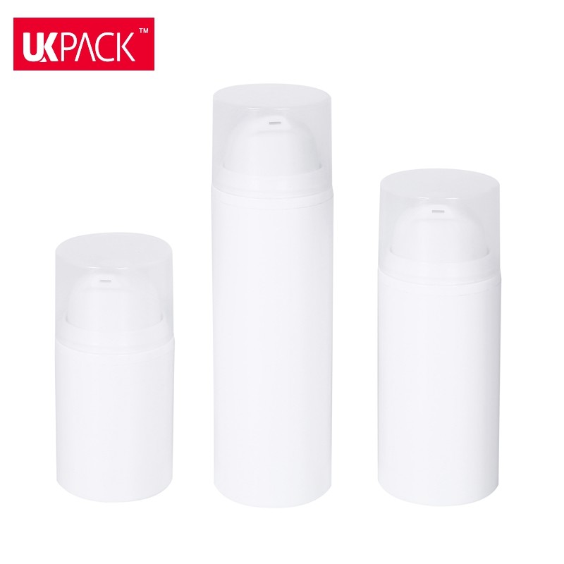 Cosmetic Packaging White PP Airless Pump Bottles Sunblock Cream Bottle Custom Color