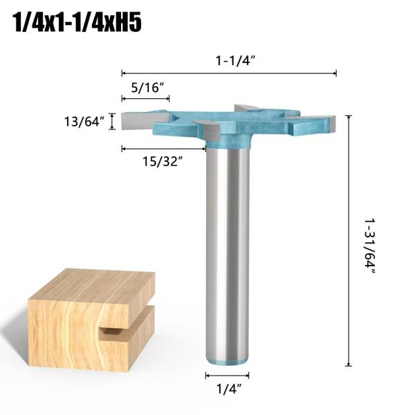 4 Blade Cnc Engraving Bits T Type Slot Bit Milling Cutter 6mm 1/4 Shank Cleaning