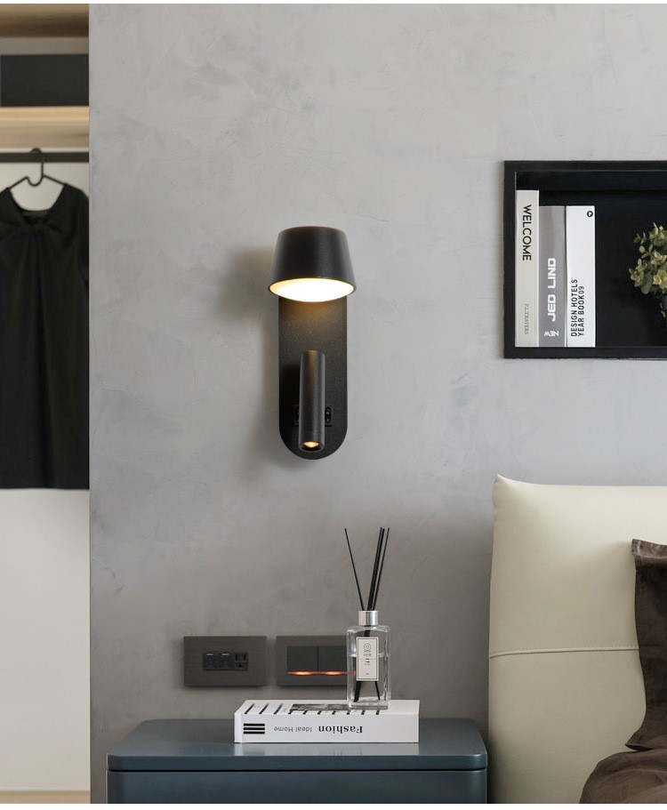 Bedside wall lamp acrylic atmosphere light bedroom flexible wall lamp home villa headboard reading light hotel