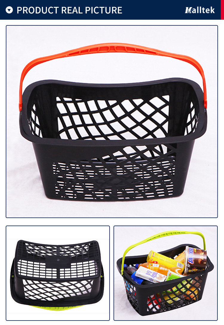 Single Handle Cosmetic Retail Shopping Plastic Basket For Supermarket