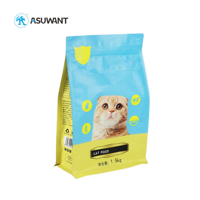 Glossy Flat Bottom Side Gusset Bag Pet Food Bag 1kg Large For Dog Cat Food