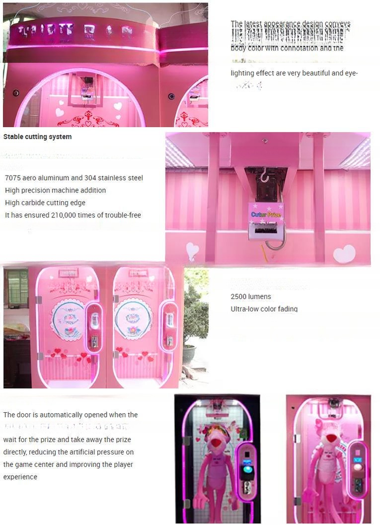 Dreamland factory coin operated cut ur prize vending machine bill acceptor ICT pink date big toys game machine