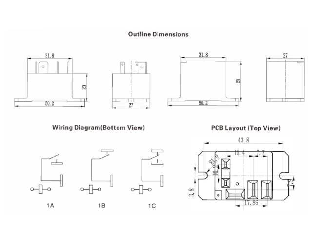 1 Form C SPDT DC 24V Relay 900mW Dielectric Withstand Voltage 2.5KV