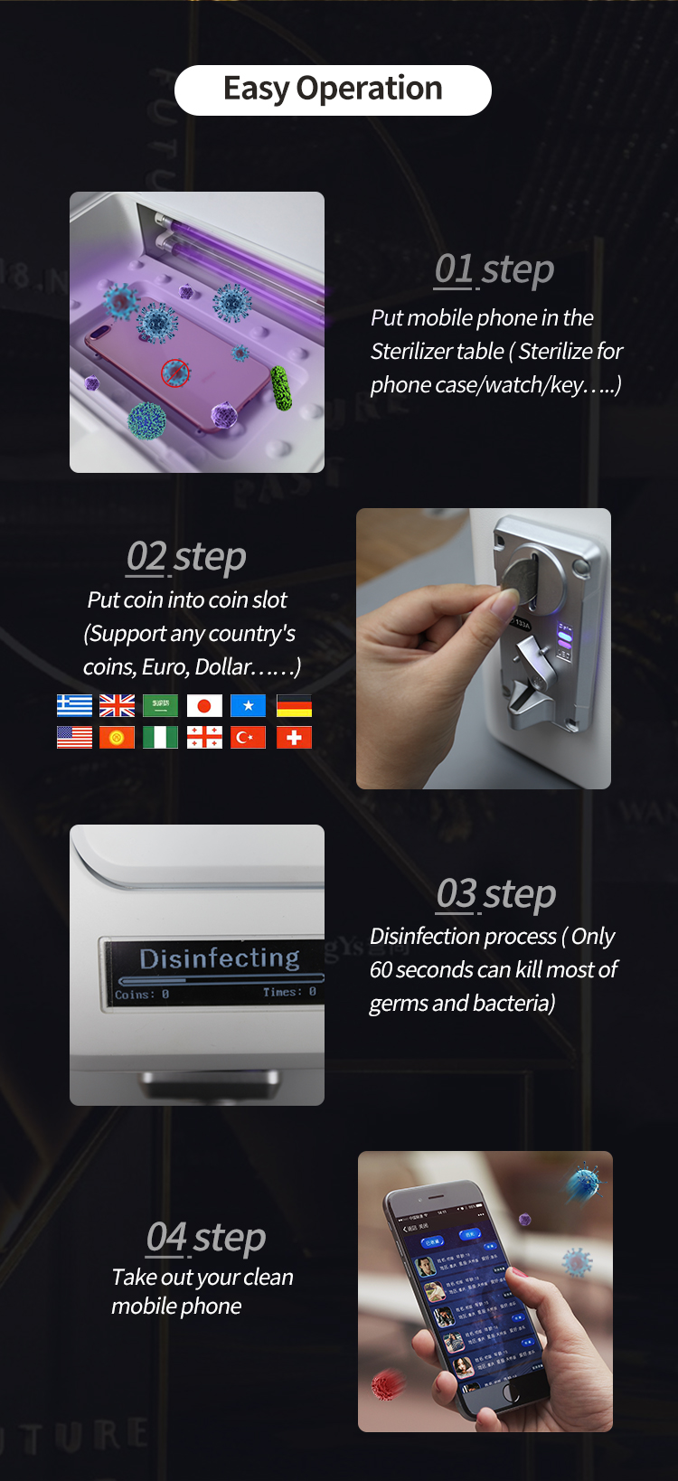 Multifunction UV Phone Sanitizer Disinfectant Machine 50Hz