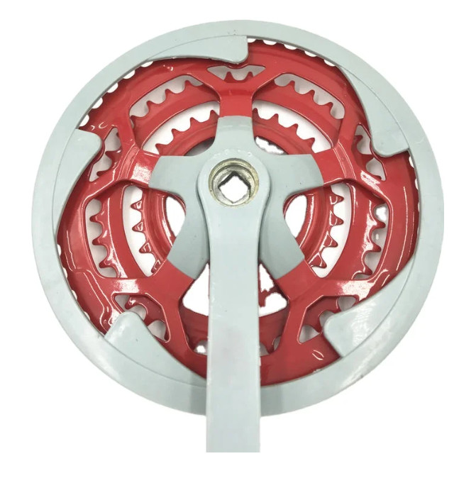 Red Color Bicycle Chainwheel Crank 3 Speed Crankset 28 38 48 T 165 MM