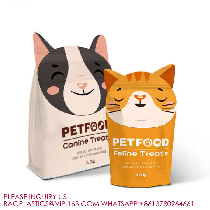 Customized Printing Slide Zipper High Quality Block Bottom Zipper Pouch Avocado Pet Food