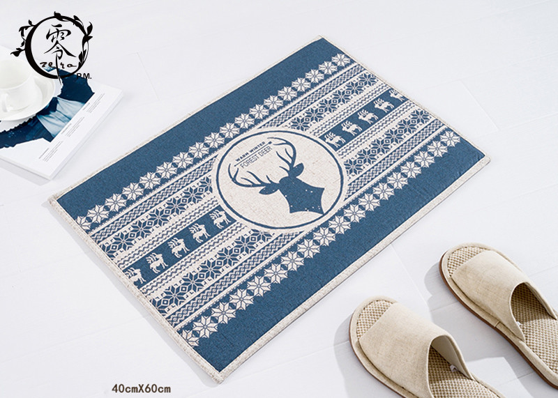 Home Decoration Foot Mat Rubber Christmas Deer Pattern Welcome Indoor Outdoor