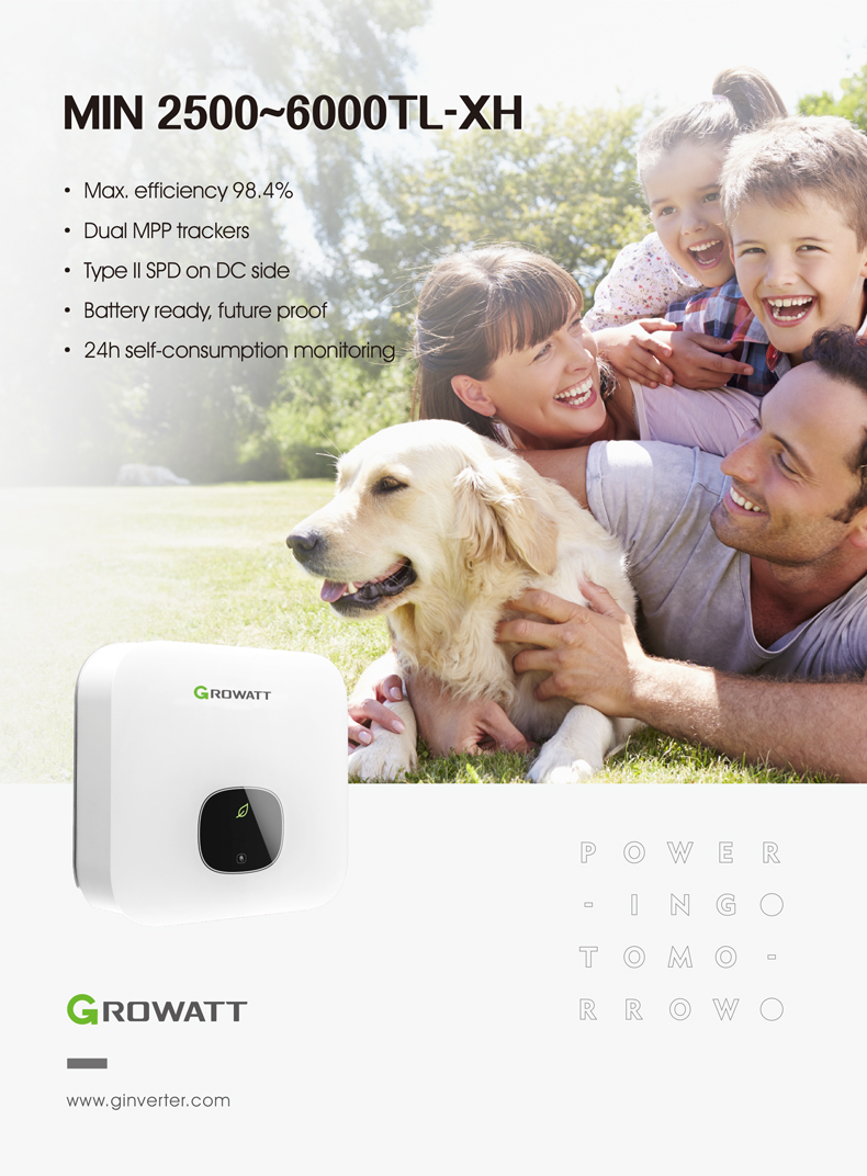 Growatt 5kw Solar Inverter MIN 5000TL-XH Single Phase Hybrid Solar Inverter With WIFI