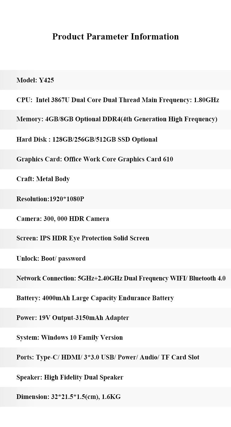Portable Laptops 14 Inch Notebook Slim Ultra-thin Quad Core I7 Laptop in Portugal