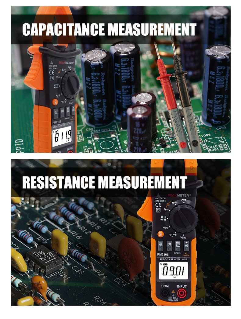 AC/DC Digital CLamp Meter With Ammeter , Voltmeter ,Double Mold，Back Light，Ohmmeter Measurement