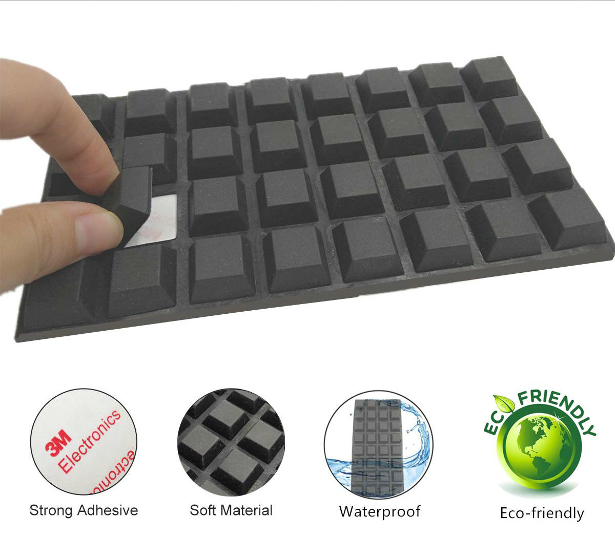 Non Slip Double Sided Foam Tape 1000 Pcs , Rubber Self Adhesive Foam Padding