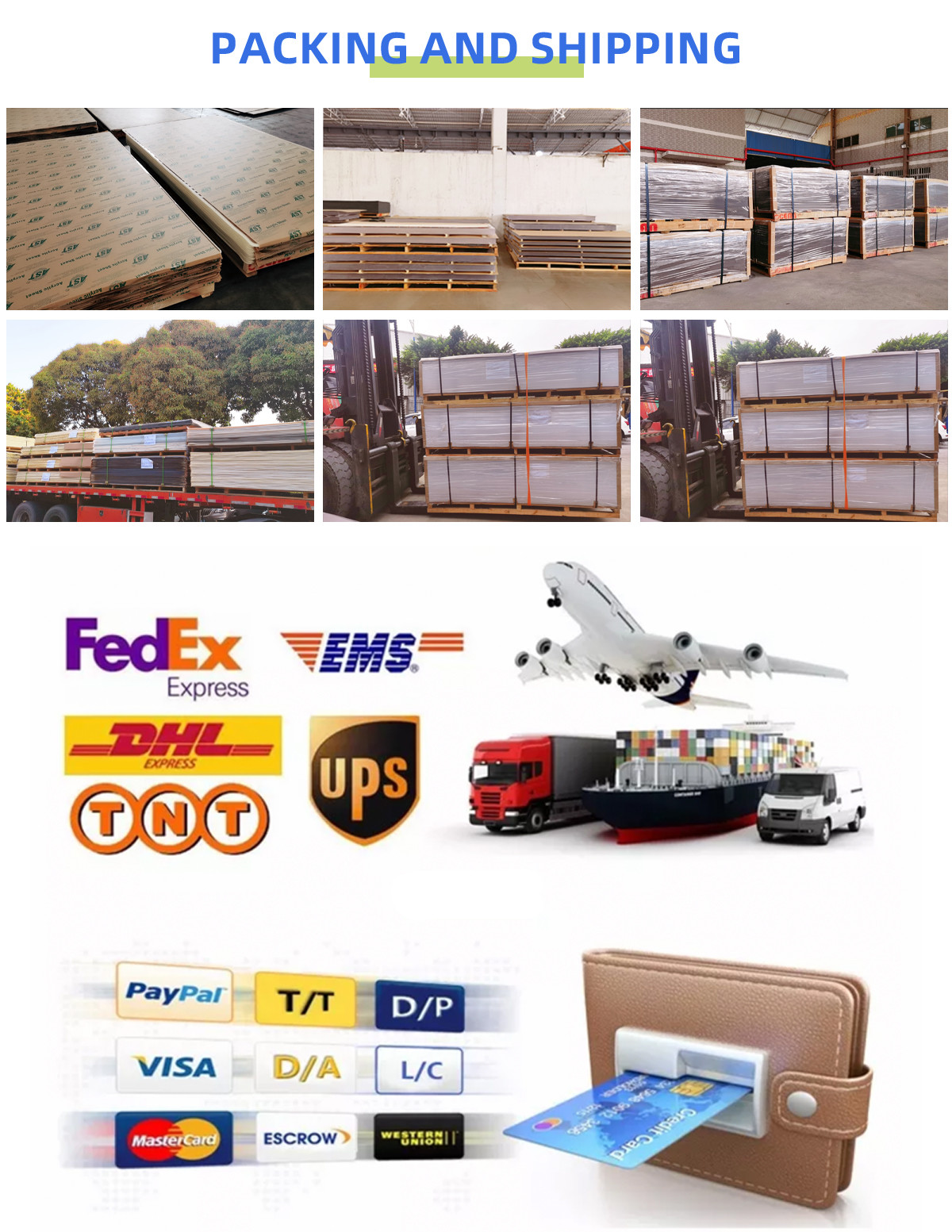 High Transparency Transparent Acrylic Sheets 1.2g/cm3 Density Thickness 1mm-200mm